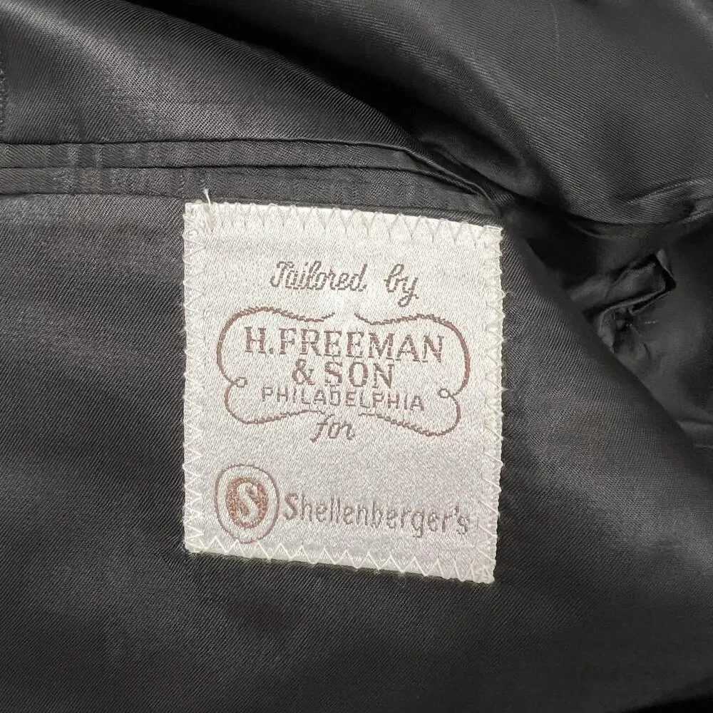 H Freeman Son Blazer Sport Coat Mens 52 Black Wool Double Breasted Vintage Union